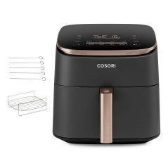 Cosori Turbo Blaze 6 L Varmluftsteger - 1725 W Effekt, Sort med Guld Detaljer - Perfekt til Sund Madlavning!