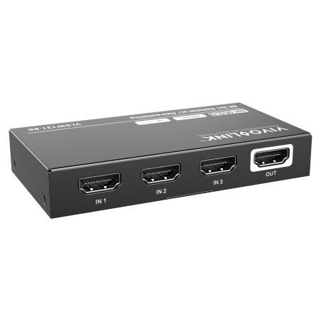 "Vivolink HDMI Switcher 3x1 8K60Hz - Høj kvalitet, nem skift mellem enheder!"