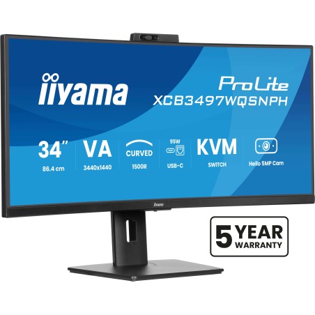 iiyama 34" UWQHD Curved Monitor - XCB3497WQSNPH-B1 | Fantastisk grafisk præcision og dybdeoplevelse!