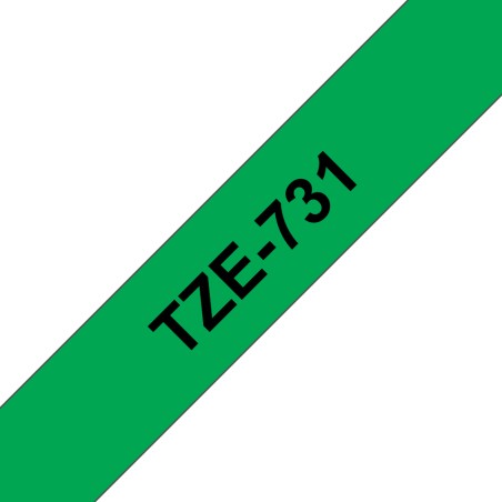 Brother TZE731 12MM BLACK ON GREEN - Kvalitetsmærkater til Professionel Brugen!