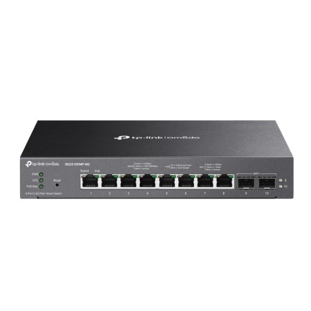 "Omada 8-Port 25GBASE-T & 2-Port Switch - Hurtig, Pålidelig og Effektiv Netværksløsning - SG2210XMP-M2"