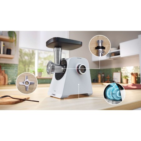 Bosch Serie 4 MultiPower MFWS420W Kdhakkemaskine 19kW - Effektiv, Holdbar og Elegant Hvid Design!