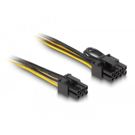DeLOCK 6 pin til 8 pin PCI Express-strøm kabel - 50cm Sort | Kvalitets strømkabel til stabil drift! Varenr. 4043619830046
