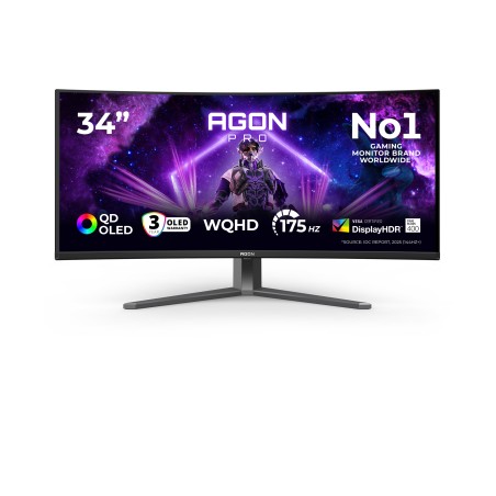 AOC AGON PRO AG346UCD 34" UltraWide 3440 x 1440 HDMI DisplayPort 175Hz - Optimer dit spil med suveræn billedkvalitet!