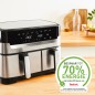 Tefal Dual Easy Fry & Grill EY905D10 Dobbelt varmluftssteger 2.7kW Rustfrit stål Tefal Dual Easy Fry & Grill EY905D10 Dobbelt varmluftssteger 2.7kW Rustfrit stål