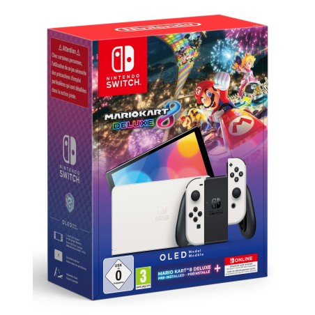 Nintendo Switch OLED med Mario Kart 8 Deluxe & 12 mdr. Nintendo Switch Online - Ubegribelig Sjov! Varenr. 0045496454050