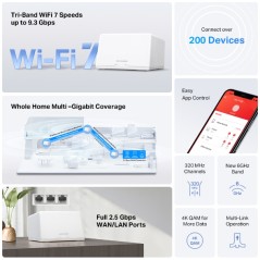 Mercusys Halo H47BE V1 Wi-Fi System - Hurtig, Stabil og Effektiv Trådløs Internetadgang til Dit Hjem!
