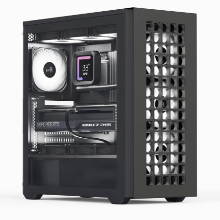 AeroCool D502A Trn ATX - Elegant Sort PC-kabinet uden strømadapter | Perfekt til gamer og kreativ bruger