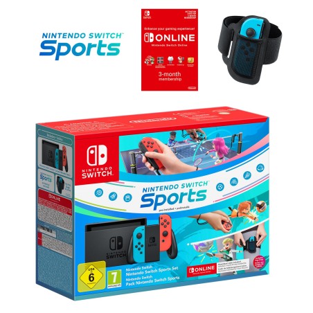 Nintendo Switch - Spilkonsol - neonblå/neonrød - med Nintendo Switch Sports Set