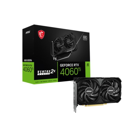 MSI GeForce RTX 4060 Ti 8G VENTUS 2X BLACK E1 OC - Kraftfuld Gaming Ydeevne med 8GB GDDR6!
