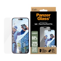PanzerGlass Screen Protector Apple iPhone 16 Plus, 15 Plus | Classic Fit