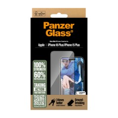 PanzerGlass Skærmbeskyttelse til Apple iPhone 16 Plus, 15 Plus | Ultra-Wide Fit - Optimal Beskyttelse til Din Telefon!