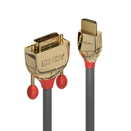 Køb Lindy 10m HDMI til DVI-D Kabel - Guldbelagt Kvalitet til Optimal Billedoverførsel | Varenummer: 36198
