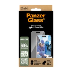 PanzerGlass Screen Protector til Apple iPhone 16 Pro 6.3 | Klassisk Fit - Beskyt din skærm med stil!