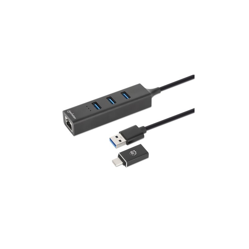 Manhattan USB-C & USB-A Combo Dock/Hub, Manhattan USB-C & USB-A Combo Dock/Hub,