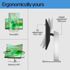 "HP E24 G4 23.8" IPS FHD Monitor - Elegant og Effektiv Skærmløsning | 9VF99AT"