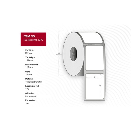 Køb Capture Label 102 x 152mm Core 25mm - CA-800294-605 | Høj Kvalitet & Pålidelig!