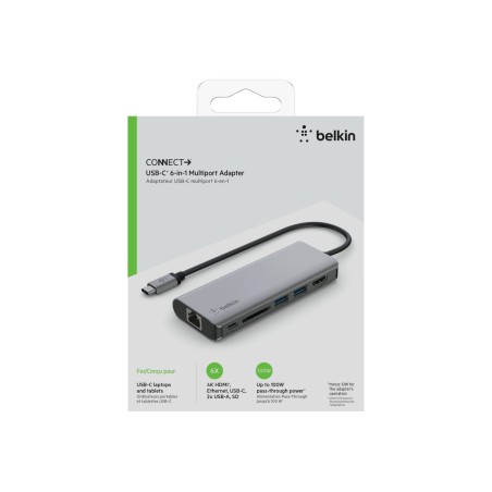 Belkin CONNECT USB-C 6-in-1 Multiport Adapter Dockingstation