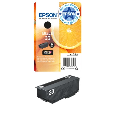 Epson 33 Sort Blæk C13T33314012 - Holdbar, Kvalitetsprint med 250 Sider!