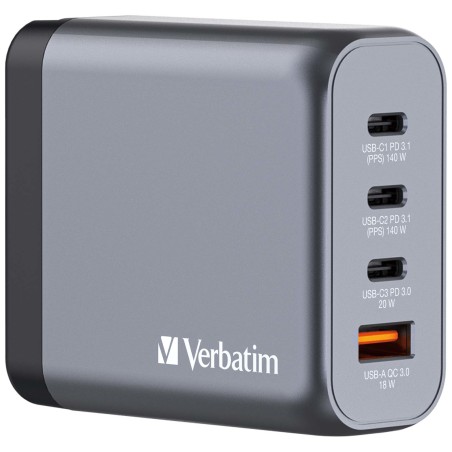 Verbatim GNC-140 GaN Charger 140W - Hurtig og Effektiv Opladning | #32203