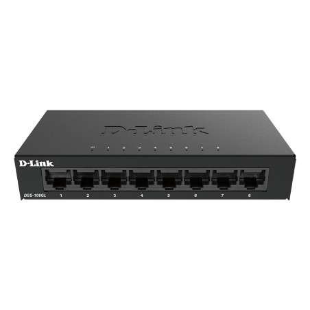 D-Link 8-Port Gigabit Ethernet Metal - Højhastighedsforbindelse til pålidelig netværksydelse (Varenr: DGS-108GL/E)