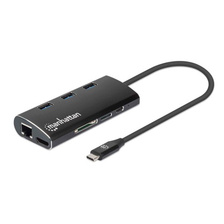 Manhattan Usb-C DockHub With Card - 152440 | Alsidig Dockingstation med Kortlæser og Hurtig Opladning