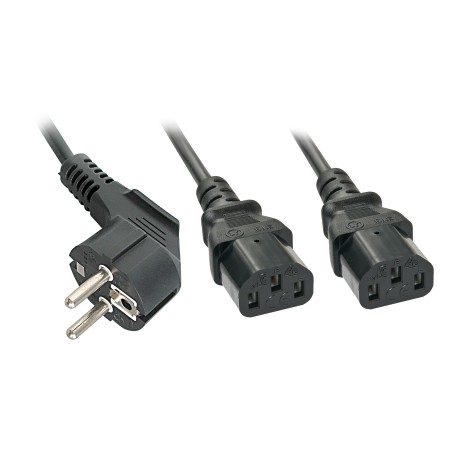 Lindy 2m Schuko til 2x C13 - Premium Kvalitet Strømkabel (Varenr. 30048)
