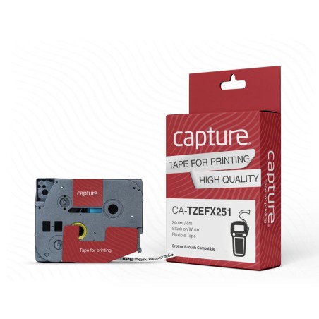 Capture CA-TZEFX251 24mm x 8m Sort på Hvid Label – Høj Kvalitet, Nem Anvendelse