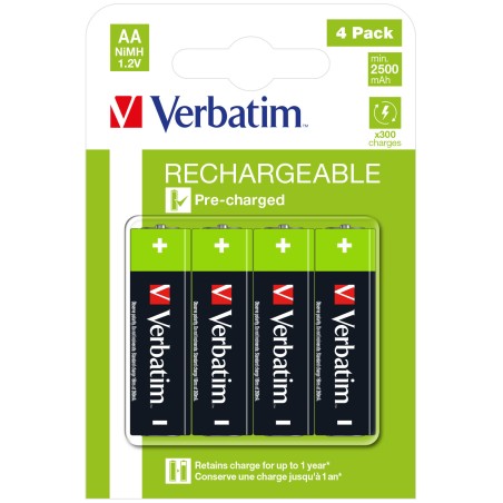Verbatim Genopladeligt Batteri AA 4 - Pålidelig Strømkilde - Producent Varenummer: 49517