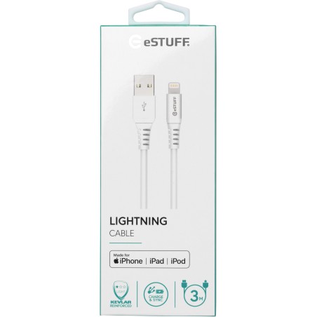 eSTUFF Lightning Cable MFI 3m Whit