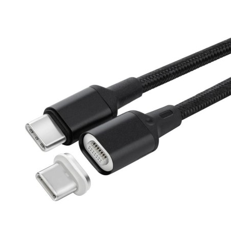 Magnetisk MicroConnect USB-C Kabel 1m Sort - Hurtig Opladning & Dataoverførsel - USB3.1CC1-MAGNET