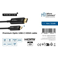 MicroConnect USB-C til HDMI Fiberkabel 10m - Højhastighed, Pålidelig Ydelse | USB3.1CHDMI10OP