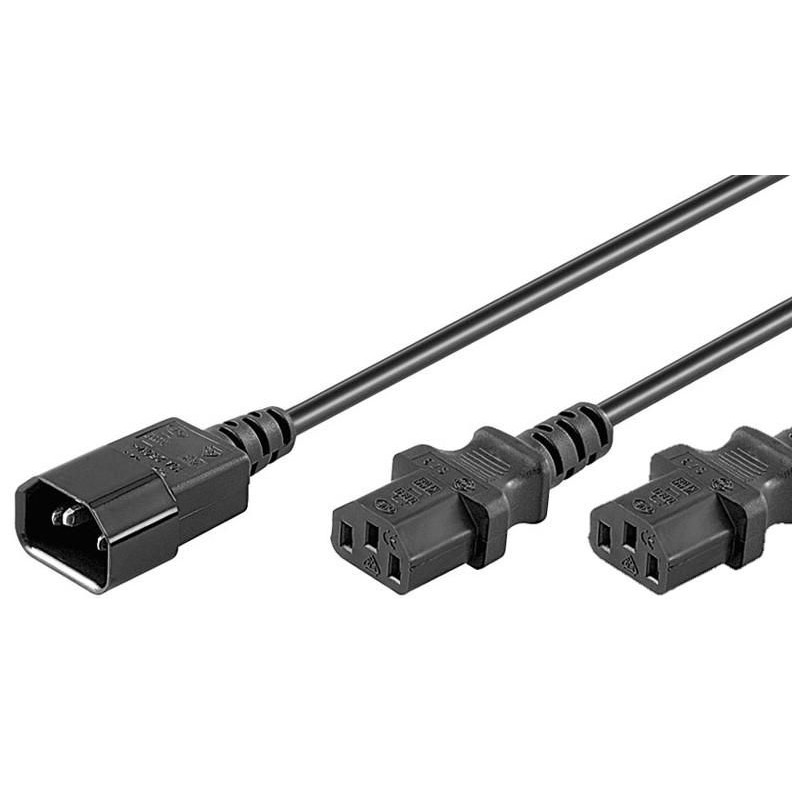 MicroConnect Power Cord C13x2 - C14 0,6m