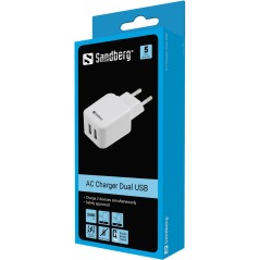 Effektiv Opladning med Sandberg AC Charger Dual USB 2A EU - Varenummer 440-57