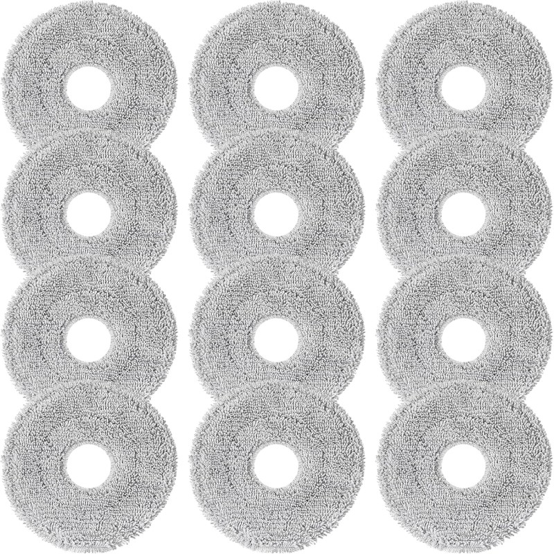 Microfiber Mop Pads for Dreame/Roborock/ECOVACS/Xiaomi Robot Vacuum – 12 pcs Washable