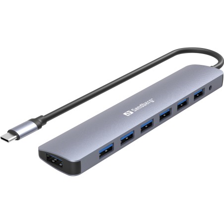 Sandberg USB-C til 7 x USB 3.0 Hub – Maksimal Ydeevne & Fleksibilitet | Varenummer: 136-40