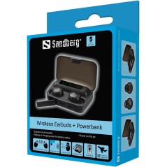 Sandberg Bluetooth Earbuds Powerbank - Trådløse Øretelefoner med Ekstra Batteritid | Varenr. 126-38