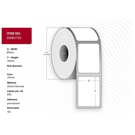 Capture Label 89x36 - Core 25 White | Høj Kvalitet | Varenummer 35001735
