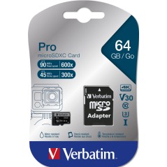 Verbatim 64 GB PRO microSDHC U3 (47042) - Hurtig, Pålidelig, Høj Ydeevne