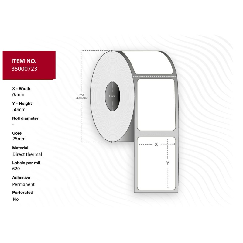 Capture Label 76x50 - Core 25. White.