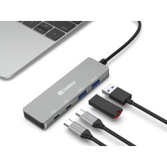 Sandberg USB-C Hub 136-50 - Premium USB-C til 2x USB-A og 2x USB-C Port Expander