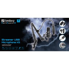 "Sandberg Streamer USB Microphone Kit 126-07 - Professionel Kvalitet til Streaming og Optagelse"