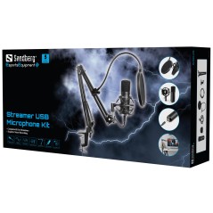 "Sandberg Streamer USB Microphone Kit 126-07 - Professionel Kvalitet til Streaming og Optagelse"