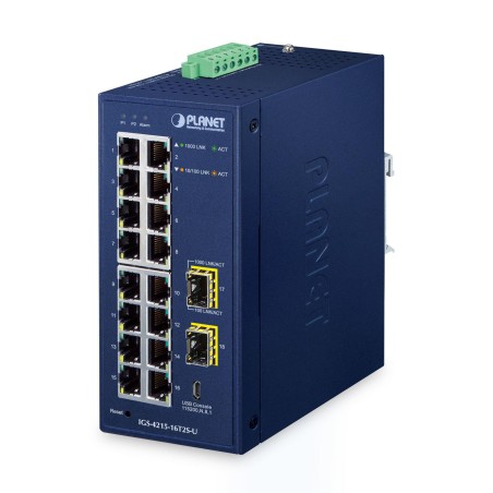Planet IP30 Industrial L2/L4 16-Port - IGS-4215-16T2S-U