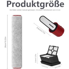 Dreame H12 Pro / H12 Dual tilbehørssæt – 2 rullebørster og 4 HEPA-filtre