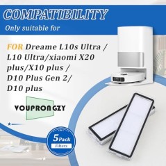 Dreame L10s Ultra/L10 Ultra/D10 Plus HEPA-filtre – 5-pak til Dreame og Xiaomi X20/X10
