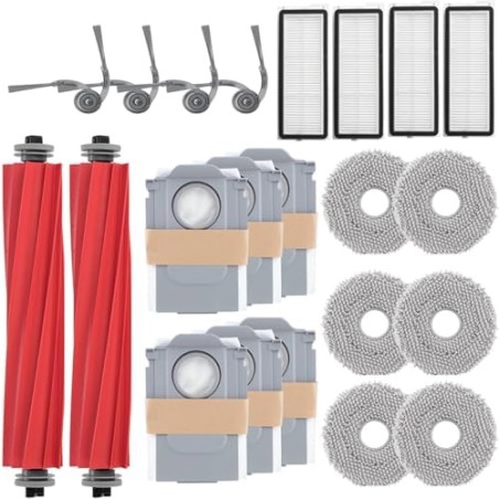 Roborock QV35A/QV35S/QR598/QR798 Accessory Kit – 2 Brushes, 4 Filters, 6 Dust Bags, 4 Side Brushes, 6 Mop Cloths