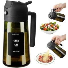 SWEET VIEW Olive Oil Dispenser & Oil Sprayer 2-in-1 – 470 ml Dark Glass