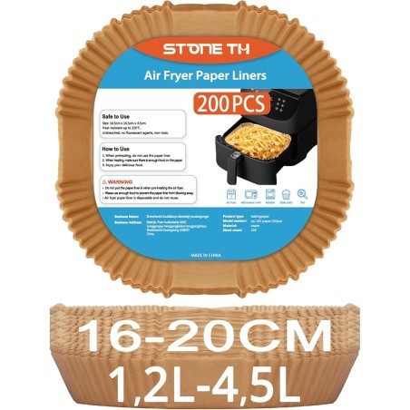 200 stk Airfryer Bagepapir 16-20 cm til Philips, COSORI m.fl. – kompatibelt tilbehør