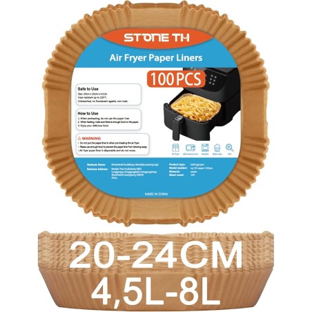 100 stk Airfryer Bagepapir 20-24 cm til Philips, COSORI m.fl. XL – kompatibelt tilbehør